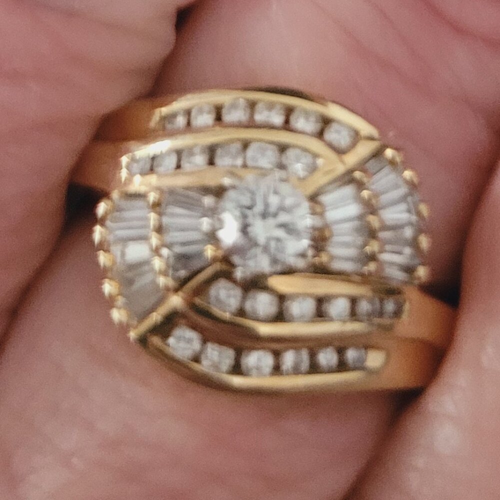 Size 10 solid 14 k  gold wedding or coctail ring